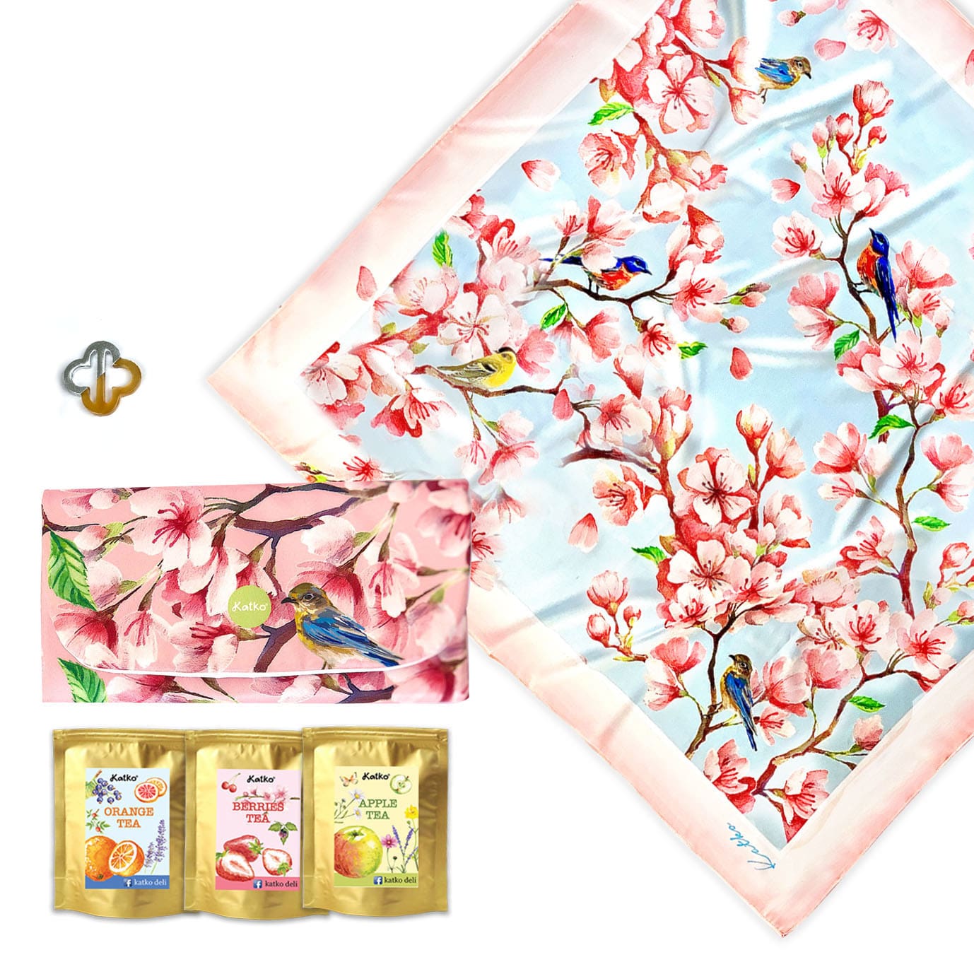 set 3: KHĂN TƠ TẰM • VÍ TRÀ • KHOEN SƠN MÀI