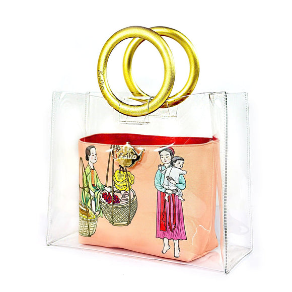 ISTANBUL ĐỎ - Giỏ quai sơn mài ánh vàng