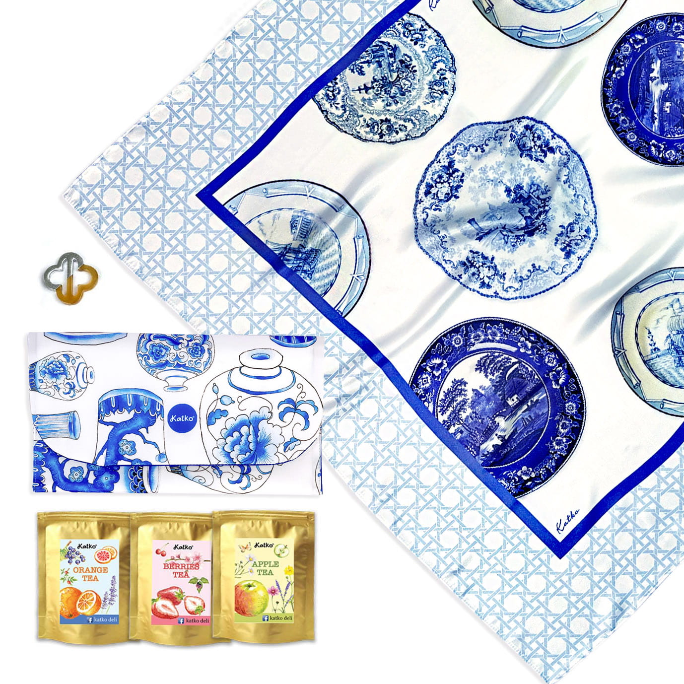 set 3: KHĂN LỤA PHA • VÍ TRÀ • KHOEN SƠN MÀI