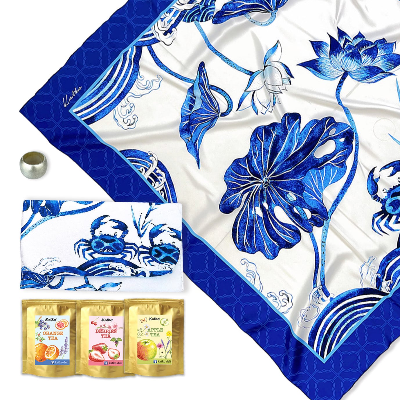 set 3: KHĂN TƠ TẰM • VÍ TRÀ • KHOEN SƠN MÀI