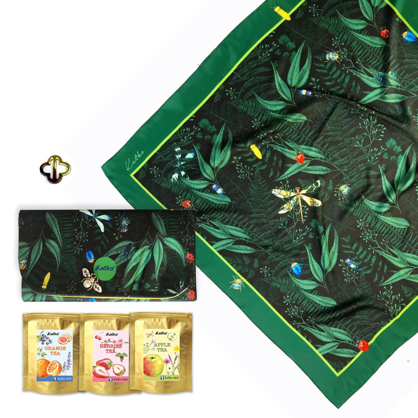 set 3: KHĂN LỤA PHA • VÍ TRÀ • KHOEN SƠN MÀI