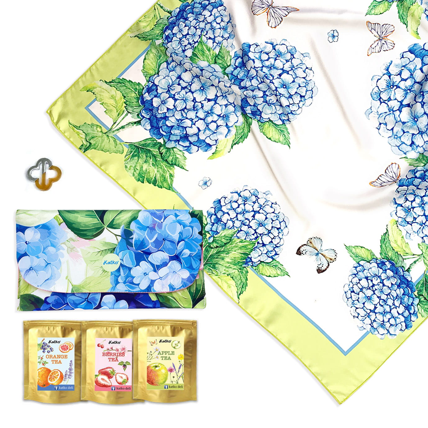 set 3: KHĂN LỤA PHA • VÍ TRÀ • KHOEN SƠN MÀI