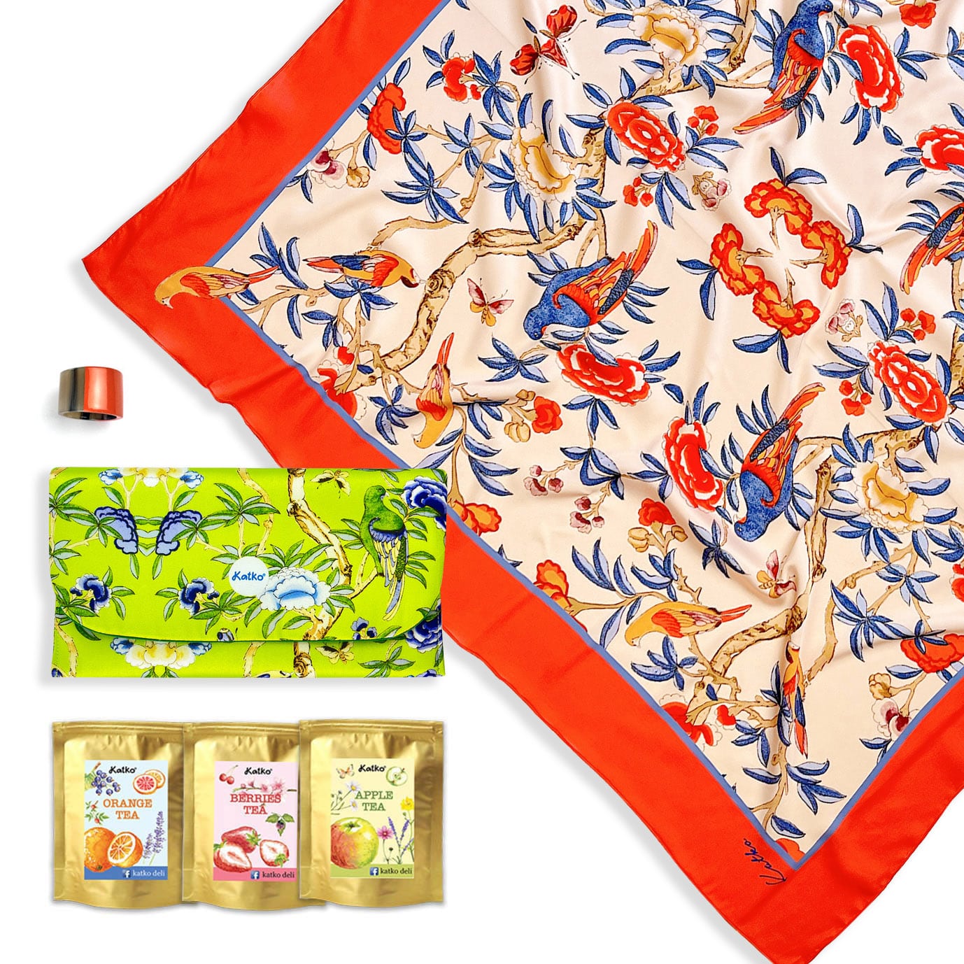 set 3: KHĂN LỤA PHA • VÍ TRÀ • KHOEN SƠN MÀI