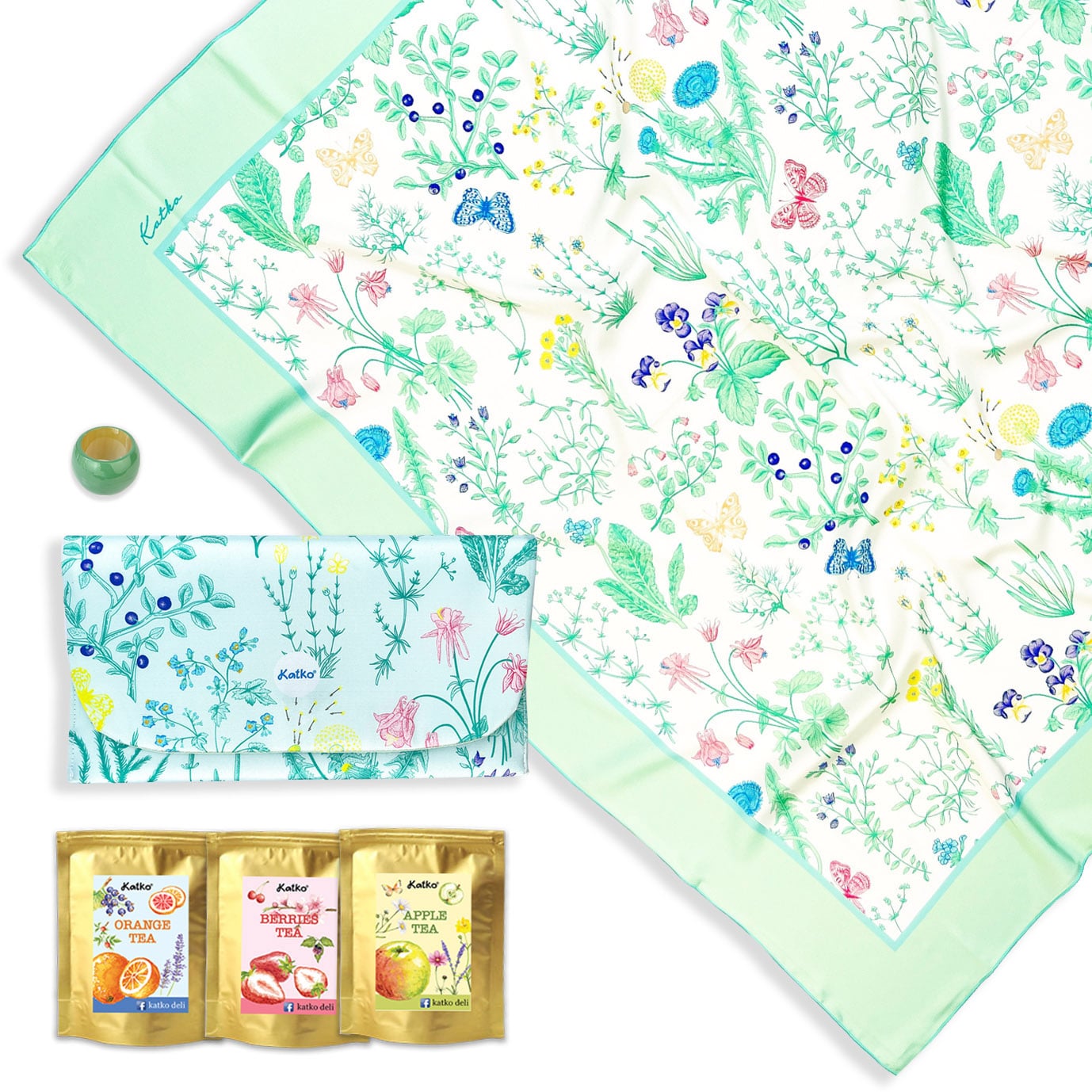 set 3: KHĂN LỤA PHA • VÍ TRÀ • KHOEN SƠN MÀI