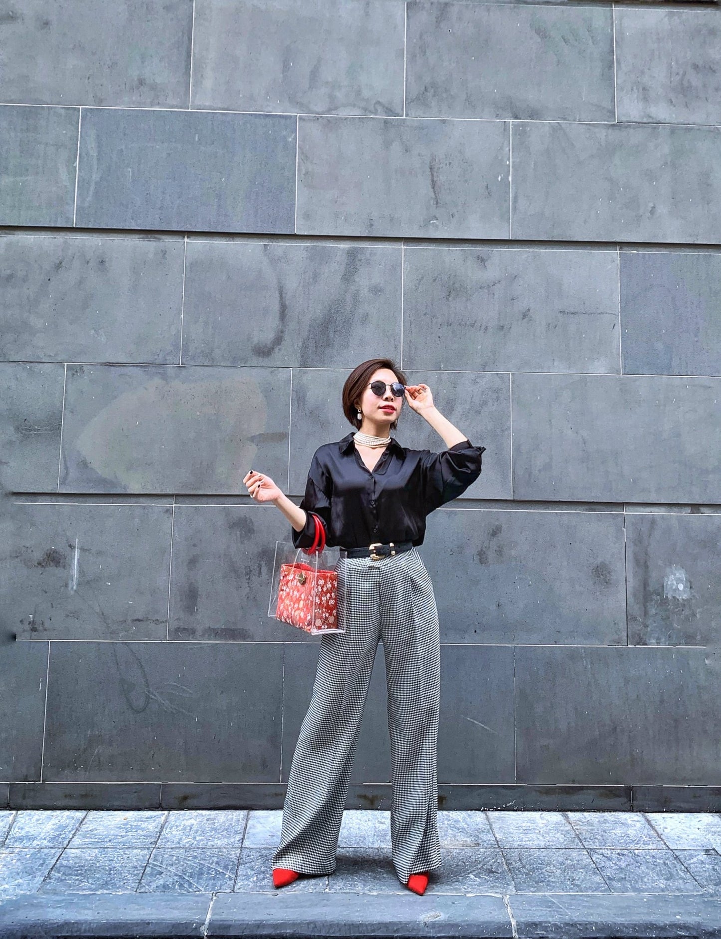 ĐÀO- giỏ quai sơn son & gấm dệt chỉ vàng - Katkosaigon 