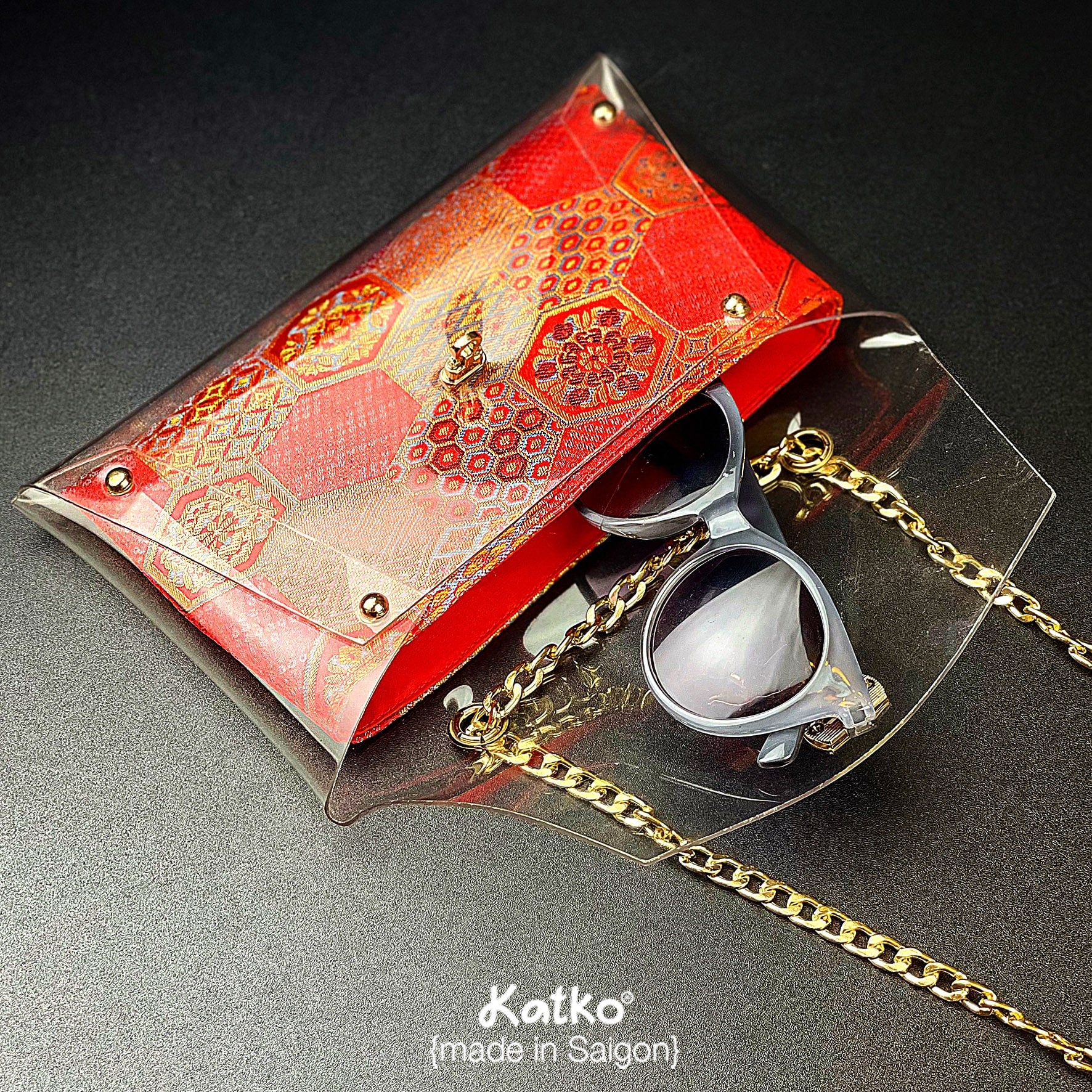 HỒNG HỎA - ví jelly gấm dệt chỉ vàng - Katkosaigon 