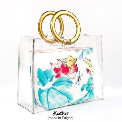 CELADON LOTUS - giỏ quai sơn mài ánh vàng - Katkosaigon 